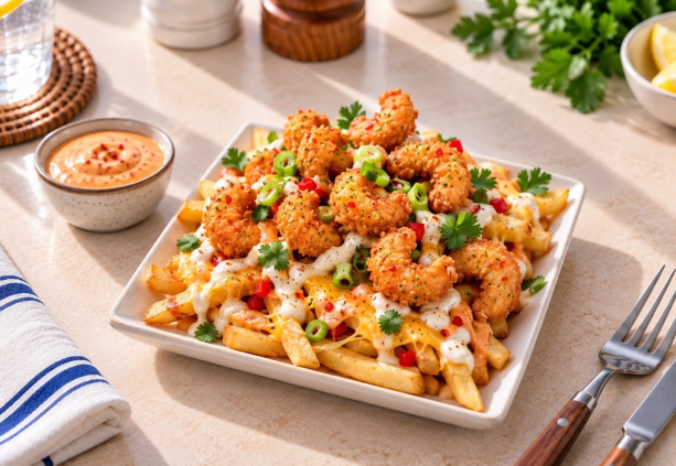 Firecracker Shrimp Loaded Fries