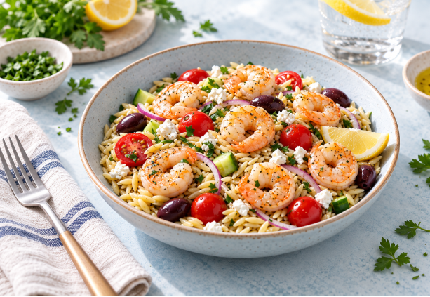 Mediterranean Shrimp Orzo