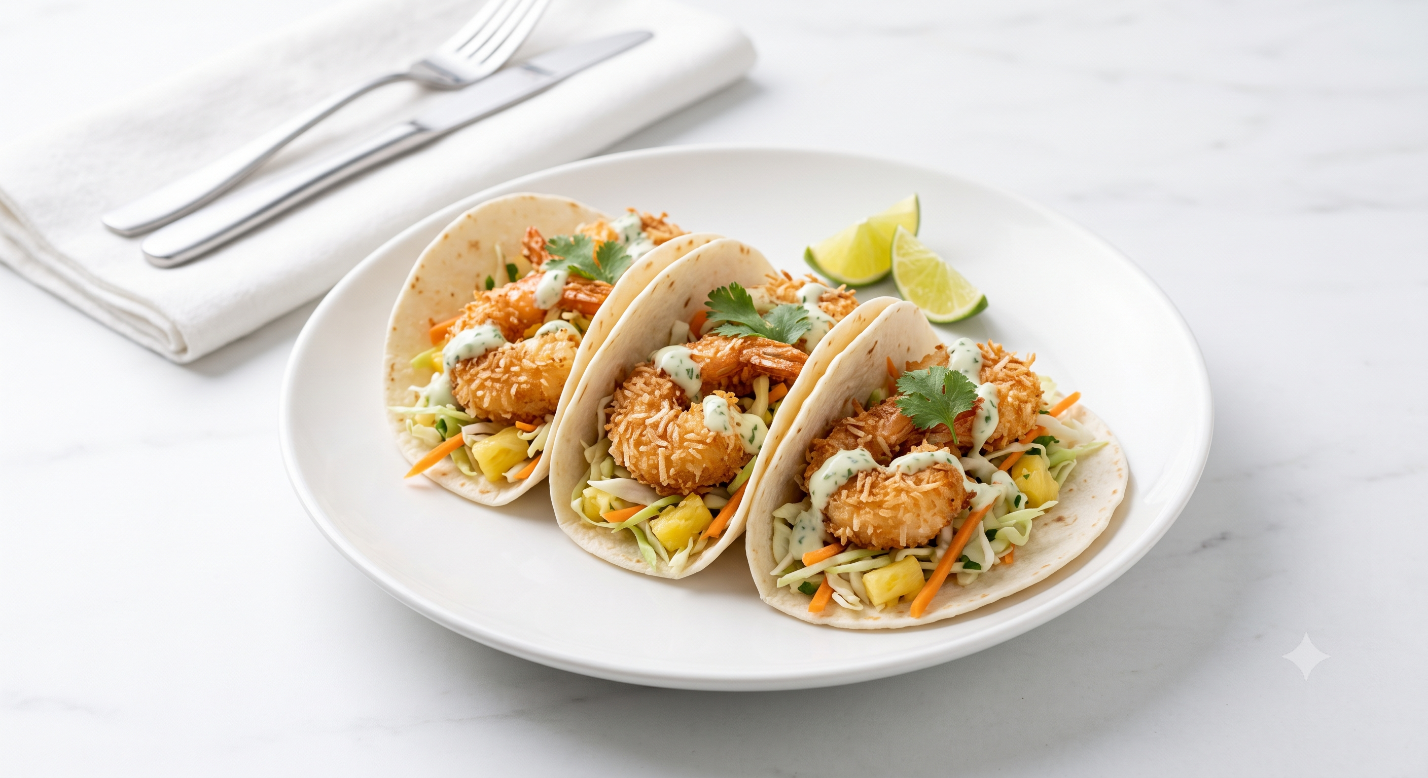 Coconut Shrimp Tacos with Pineapple Slaw